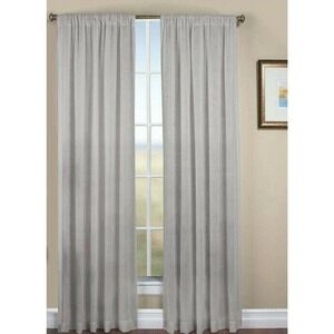 Plow & Hearth Two Sheer Linen Window Curtain Panel with Rod Pocket 52 Wx63 Gray